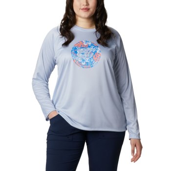 Columbia Sweater Dames, PFG Tidal Printed Medallion Long Sleeve Plus Size Grijs Blauw, 72SMVYNJR